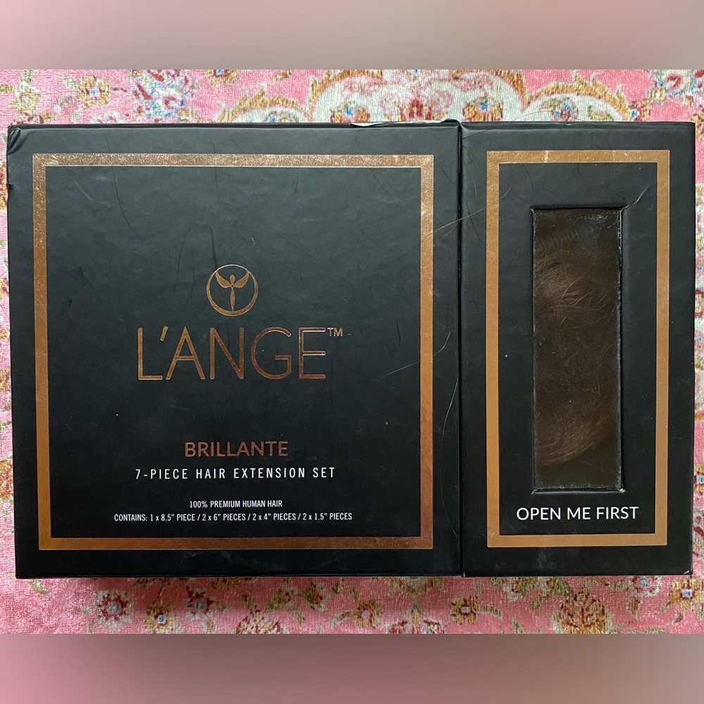 L’ange Brilliante clip human hair extensions brunette auburn brown 7 piece set